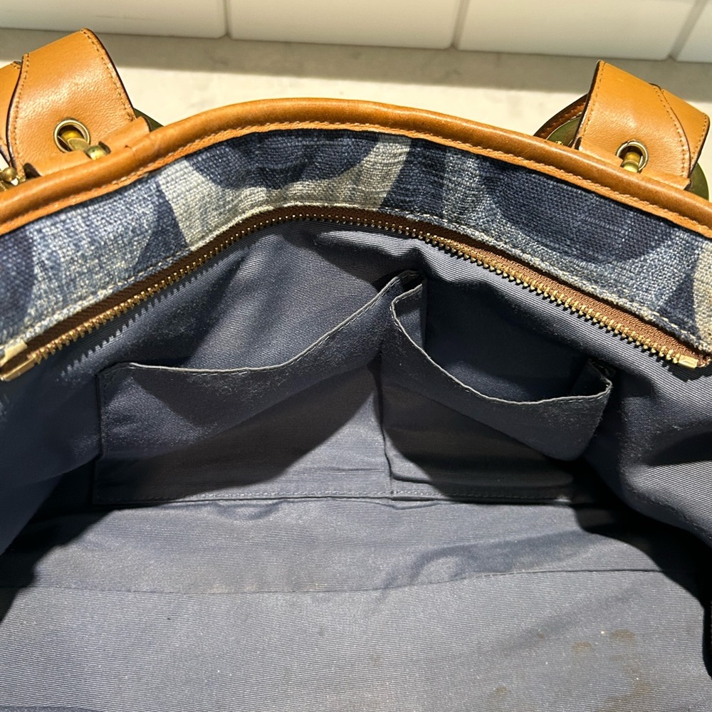 Coach Denim Signature Monogram Satchel Leather Shoulder Bag + Original Dust Bag - Picture 5 of 14